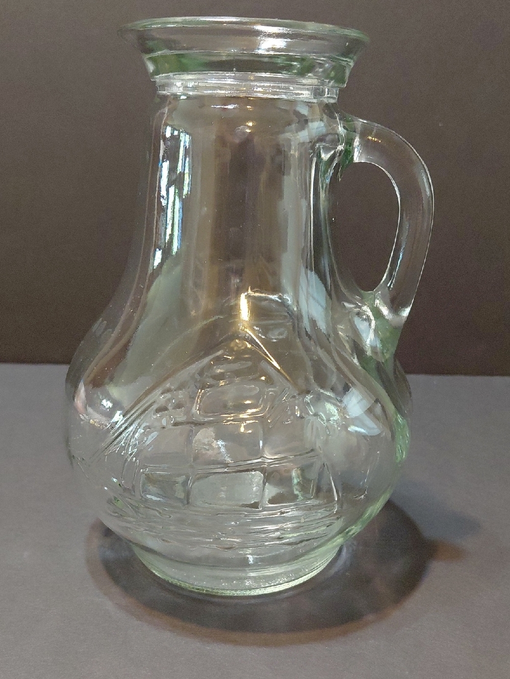 Vintage Clear Glass Clipper Sailboat Ship Pitcher with Handle
